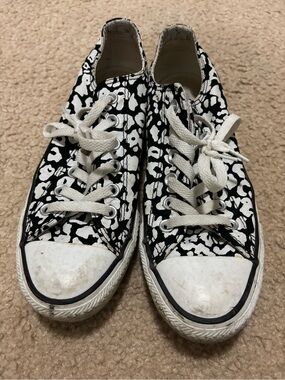Black & White Floral Converse Low Top Sneakers